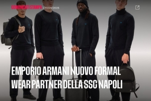 官方：阿玛尼成为那不勒斯正装合作伙伴