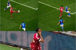 精彩凌空射门，利物浦官推晒赫拉芬贝赫进球过程图，配文：艺术！